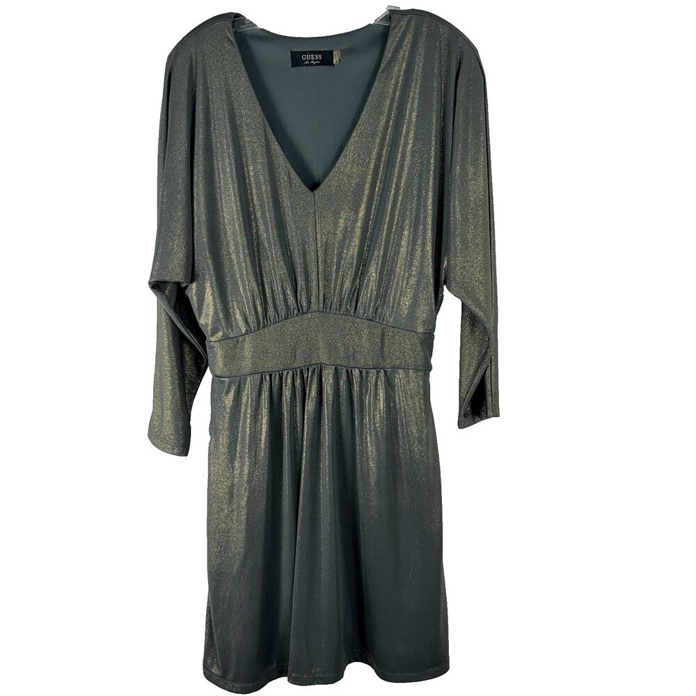 Guess Metallic Dolman Sleeve Blouson Dress 10 Wedding Guest Party Ruching